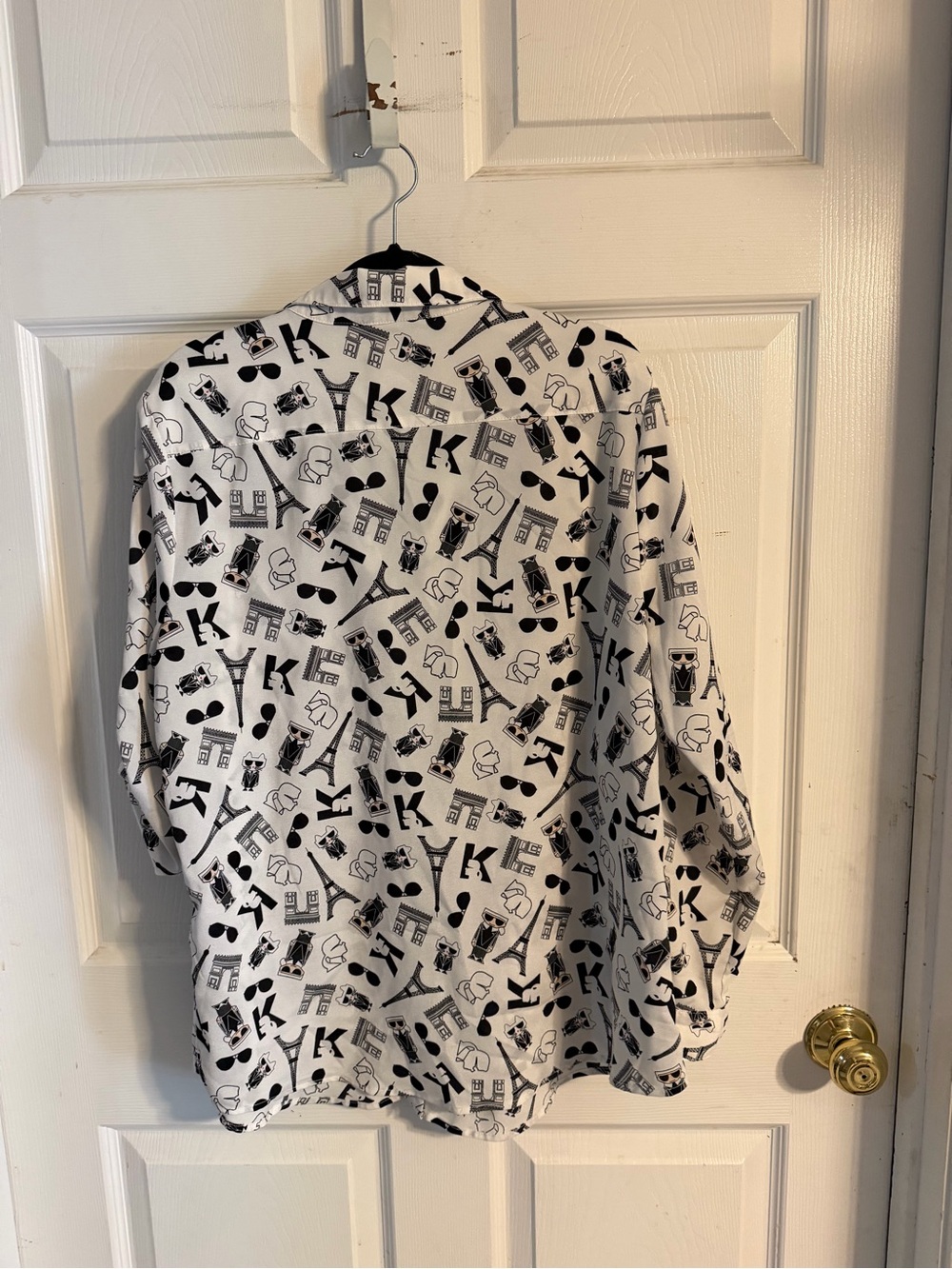 Karl Lagerfeld White Blouse with Black Icon Motif - Picture 2 of 4